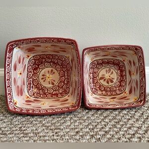 TWO Temp-Tations by Tara Old World Cranberry Red Serving Bowls
